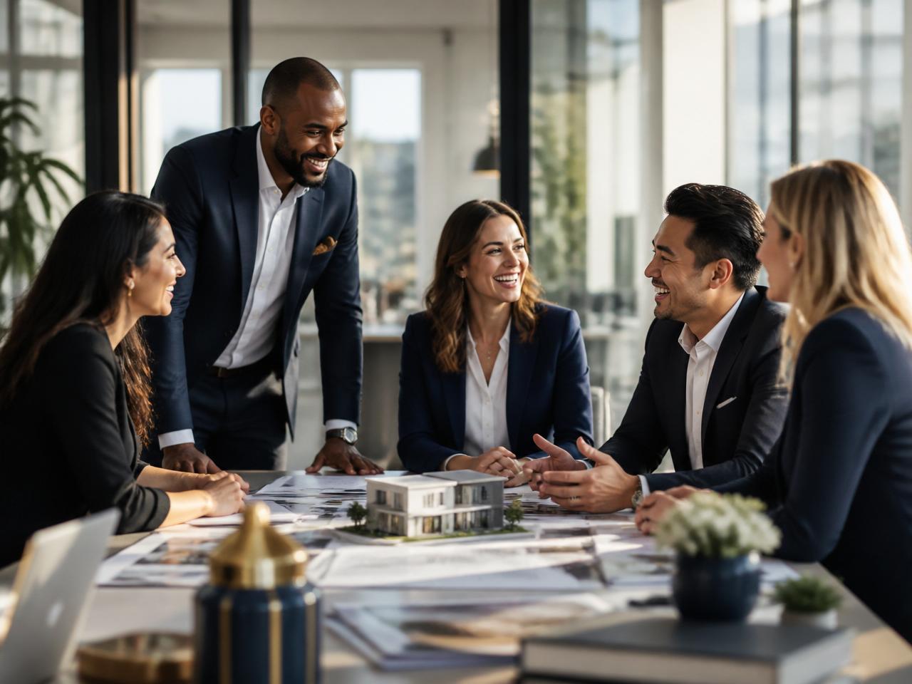 Summit 23 Realty agents collaborating around a table in a bright modern office