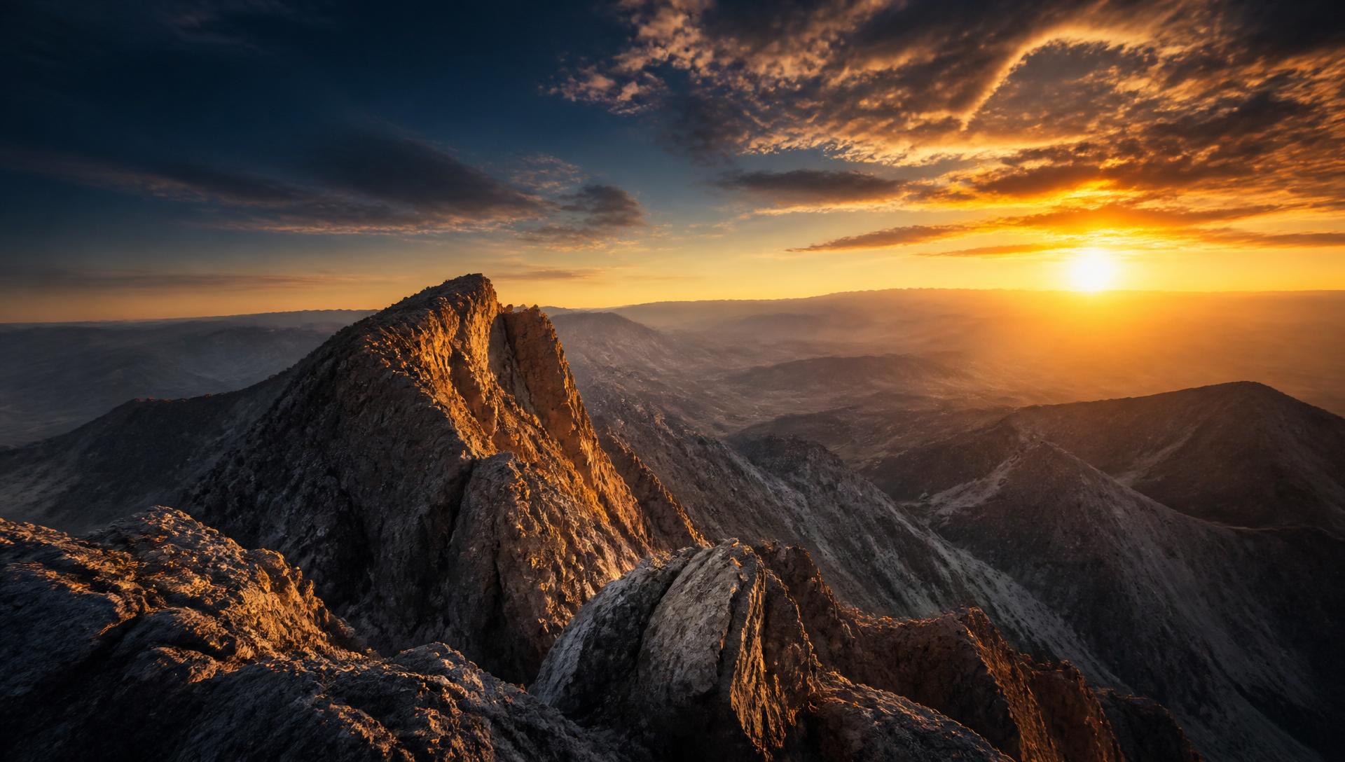 Nevada mountain summit at golden hour